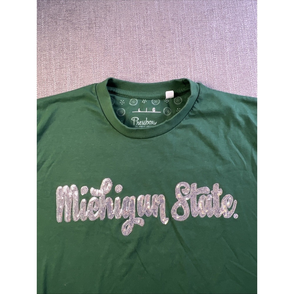 PressBox Michigan State T Shirt Women's L Green Embroidered Short Sleeve Summer - Picture 2 of 10